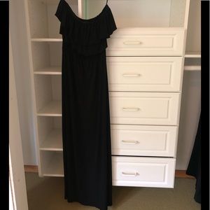 Suzi Chin Strapless Ruffle Maxi Dress